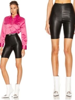GRLFRND Carter Leather Bicycle Shorts In Black Size Medium